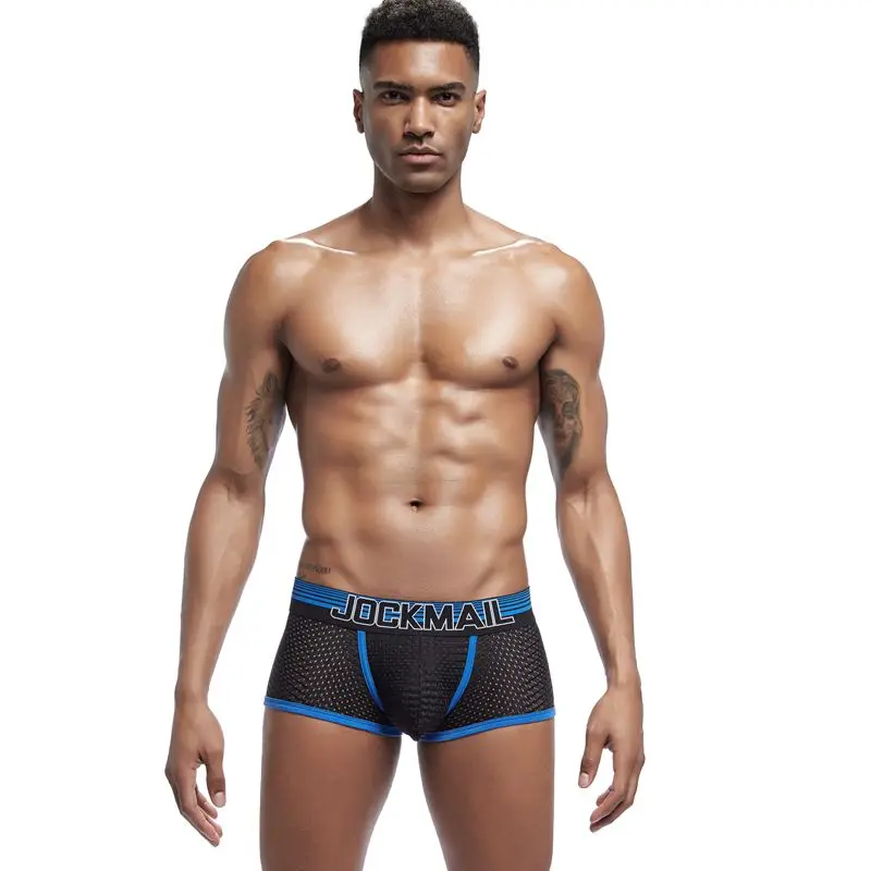 JOCKMAIL новые сексуальные мужские трусы боксеры дышащие сетчатые мужские боксеры мужские трусы Гей пенис мужские трусы мужские Трусы