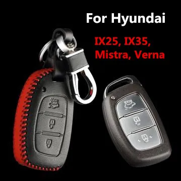 

Новинка 2018, чехол для автомобильных ключей Hyundai, кожаный брелок с 3 кнопками, смарт-ключ для Hyundai IX25 IX35 Mistra Verna, 4 цвета