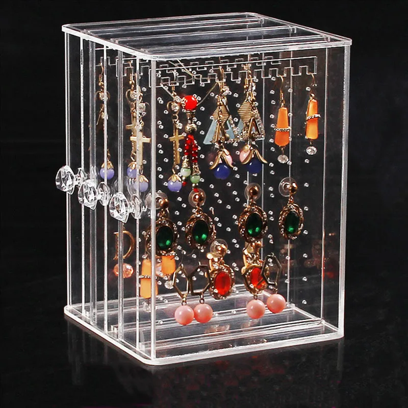 Прозрачная/Черная Пластиковая Полка для ювелирных изделий 3 уровня|display shelf|tiered