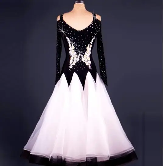 Женское платье для бальных танцев черно-белое стандартное | Тематическая одежда