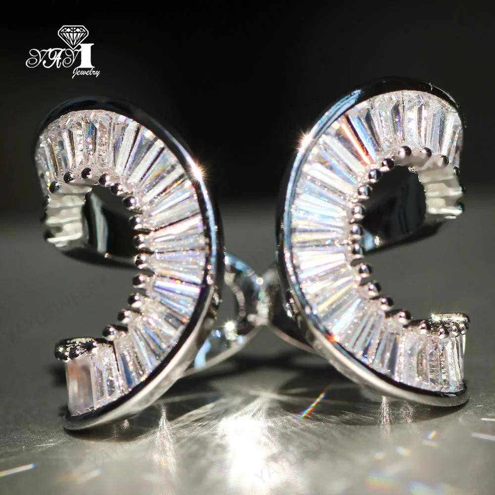 Ювелирные изделия YaYI огранка Принцесса 6.5CT белый циркон серьги из серебра