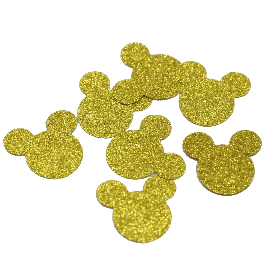 (100 шт./лот) блеск золота Микки Мышь конфетти Бумага удар Вдохновленный День