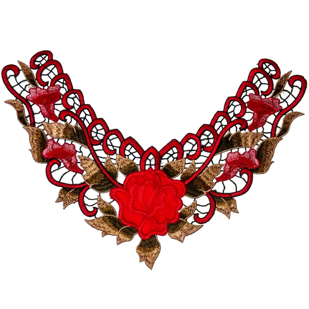 Прекрасный 1 шт. с цветочным орнаментом и вышивкой кружевной воротник круглой