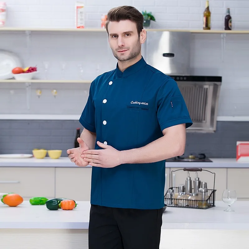 

Chefs Jacket Cooks Clothing Waiter Uniform Restaurant Food Service Breathable Single-breasted Kitchen Workwear Chef Uniforms