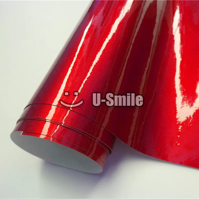 

Best Quality Glossy Metallic Red Vinyl Wrapping Film Bubble Free For Car Wraps