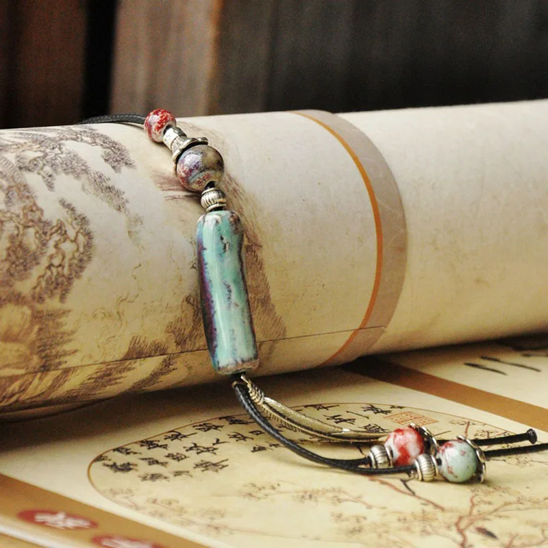 Черное плетение Веревка ожерелье керамический цвет красочные бусы чокер