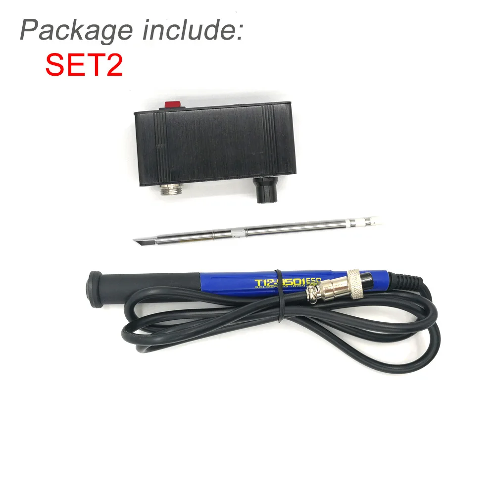SET2 QUICKO мини T12 STC OLED цифровая паяльная станция 942 электронный soder Утюг с 9501 ручкой Мощность adpater 24V3A сварочные инструменты - Цвет: SET2