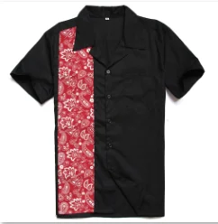 Мужская хлопковая рубашка с цветочным принтом, в стиле рок-н-ролл