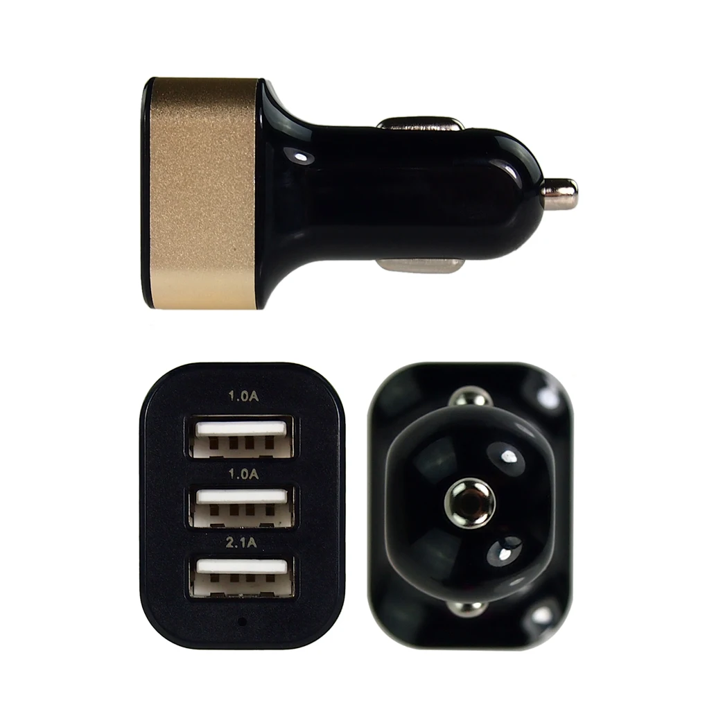 1 pcs Portable 3 port USB Car Charger AC adapter for iphone Samsung mobile phone tablet 5 colors retail/wholesale | Мобильные