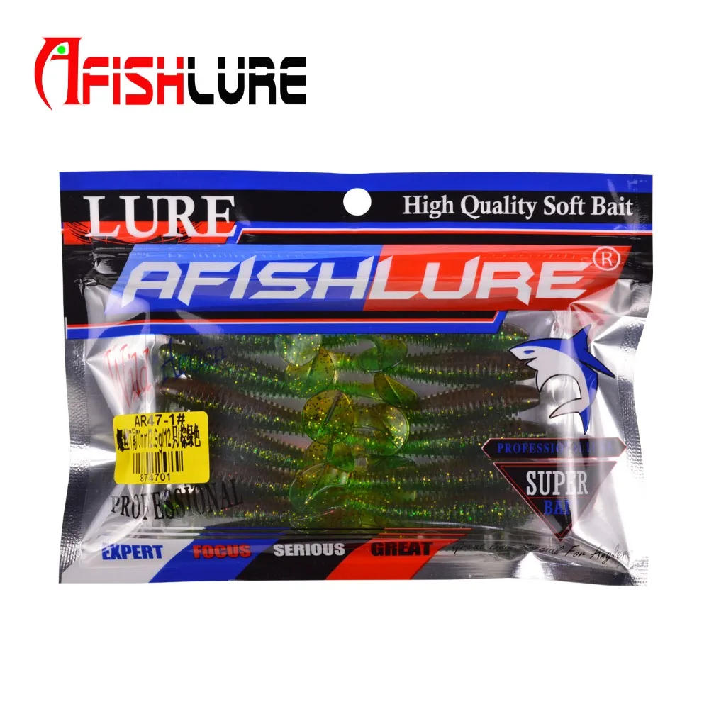 Afishlure винт Т хвост мягкий червь 70 мм/2,9 г Maggot пластиковые рыболовные приманки плавающие черви искусственные приманки Pesca 12 шт./лот Grubs
