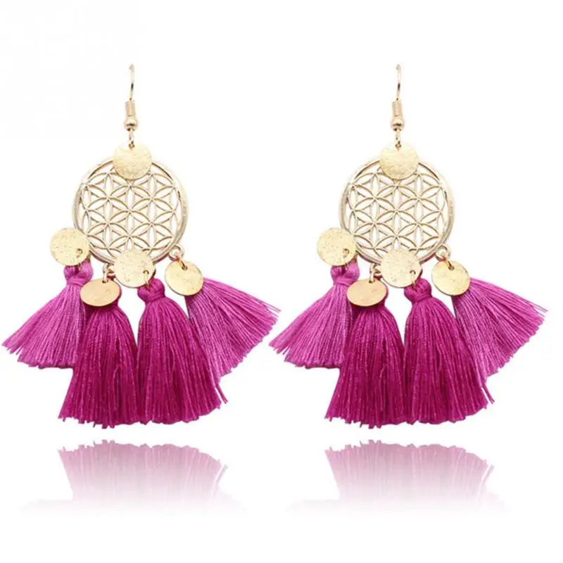 Новый 11 цветов кисточкой серьги для Для женщин этнические большие Богемия Модные