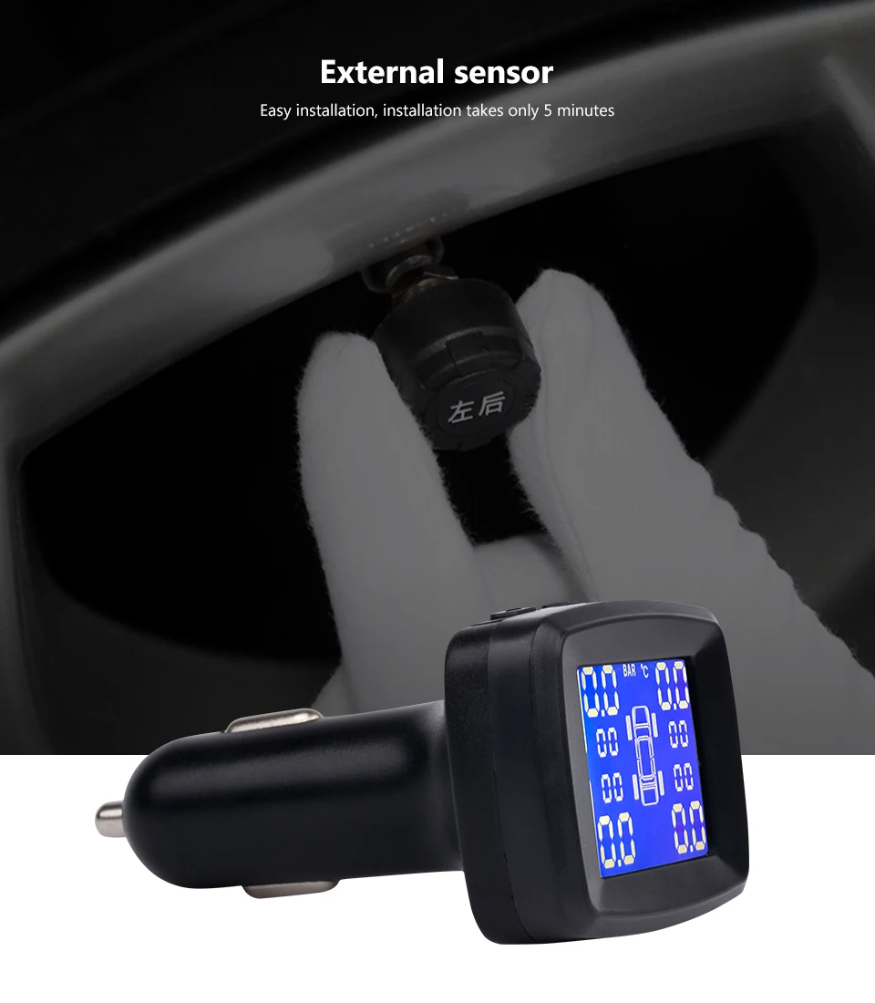 AOSHIKE автомобильный TPMS внешний или внутренний контроль давления в шинах Система прикуривателя цифровой жидкостный Дисплей давление в шинах