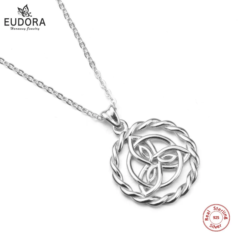 Eudora, 925 пробы, серебряное ожерелье с кельтским узлом, подвеска с 45 см цепочкой, женское очаровательное ювелирное изделие для девочки, подарок, колье CYD123