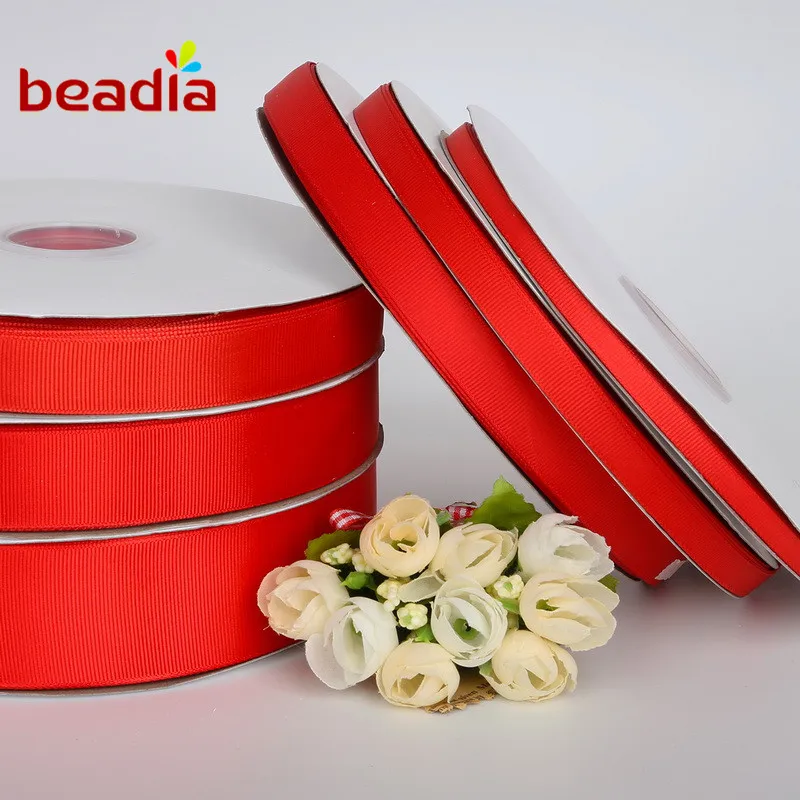 5 ярдов/партия 7 38 мм красный цвет Grosgrain ленты Свадебные украшения дома новый год DIY