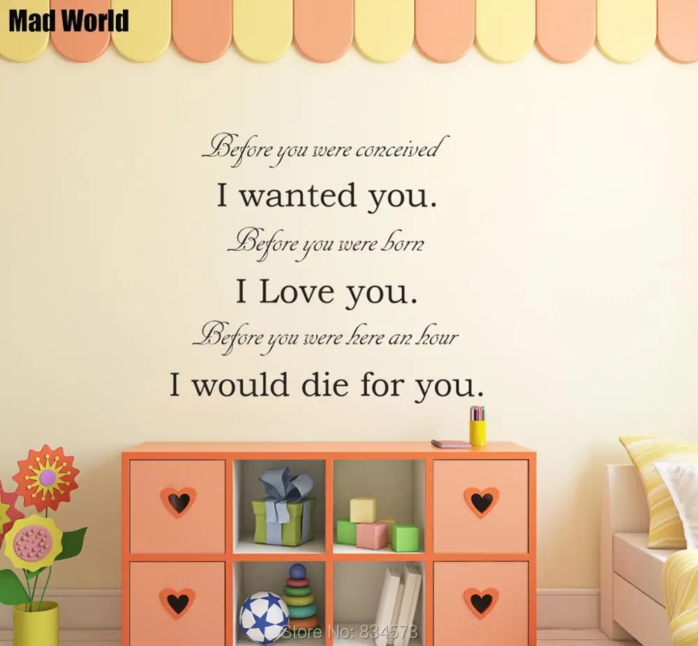

Before You Were Conceived I Wanted You Born Loved Wall Art Sticker Wall Decals Home DIY Decoration Removable Decor Wall Stickers
