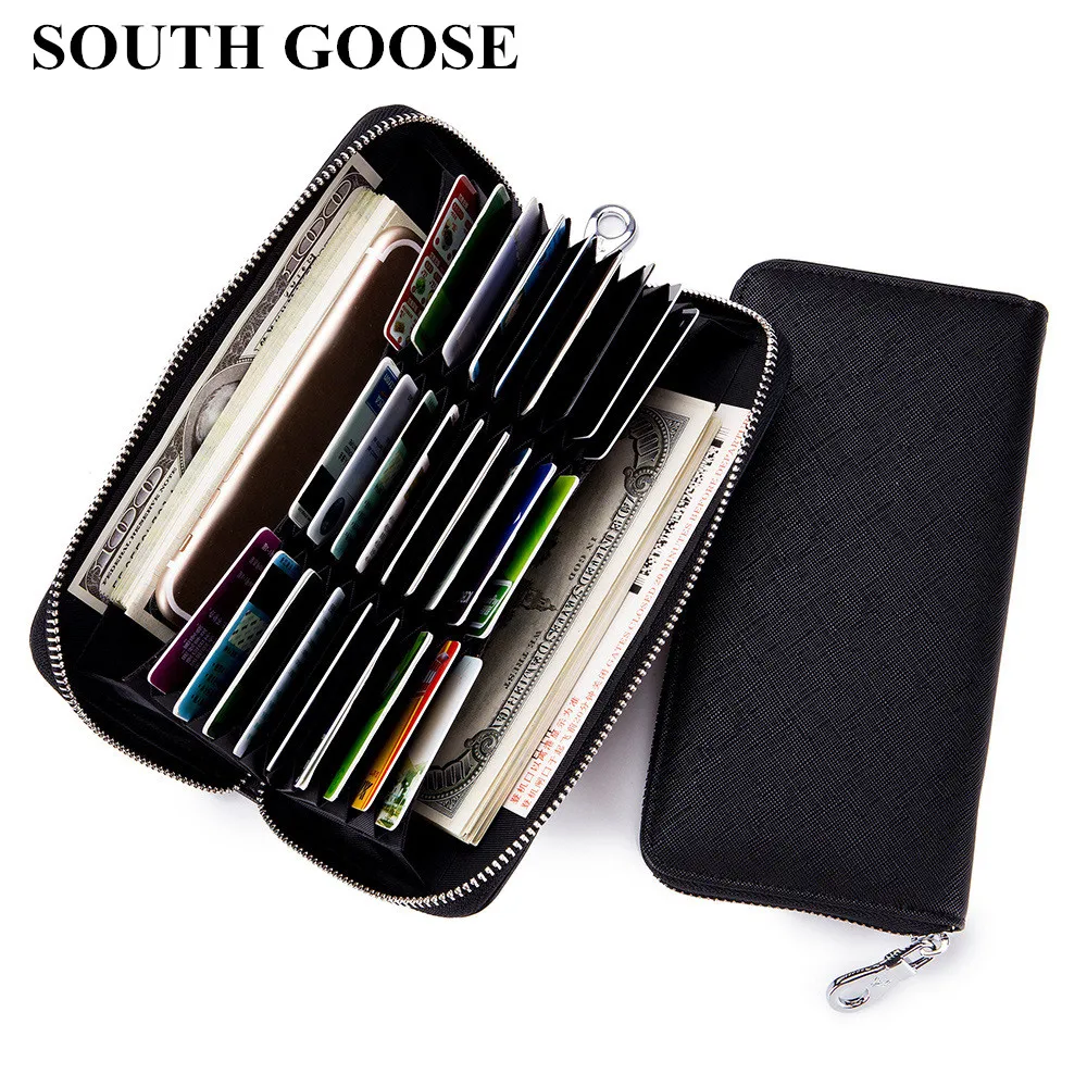 SOUTH GOOSE Men Wallet PU Leather Classic Long Clutch Wallets Male Large Capacity Credit Card Holder Women Travel Passport Purse