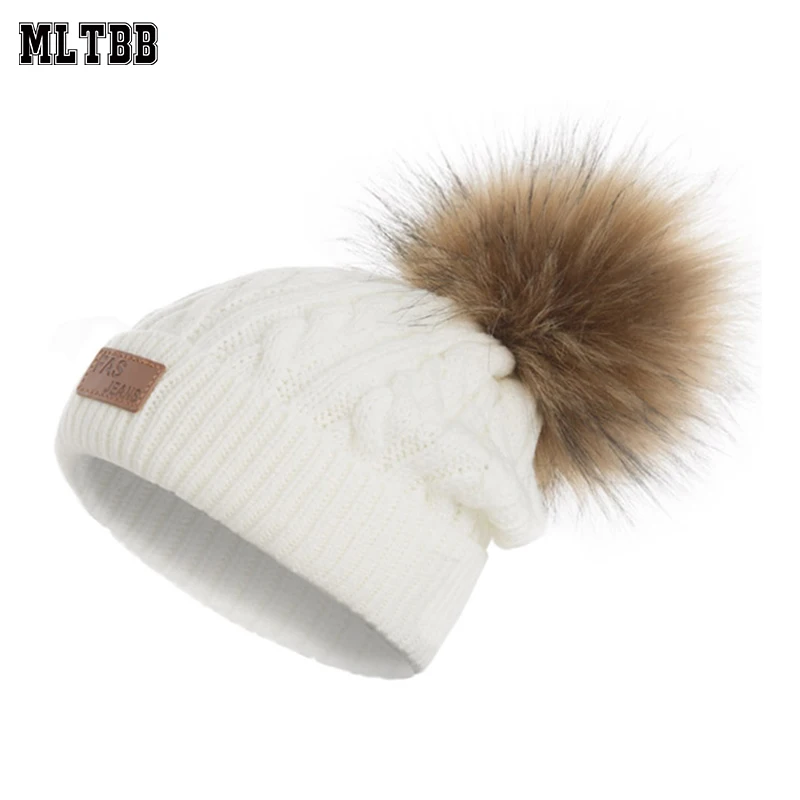MLTB2017 Fashion Children Winter Hat For Girls Hat Knitted Cap Warm Pom Pom Skully Hats For Kid Winter Warm Hat Skullies Beanies