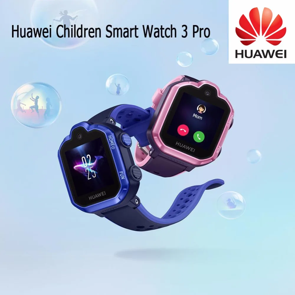 HUAWEI Детские умные часы 3 Pro 4G LTE WiFi, синяя камера 5 м, 1,4 дюймов, цветной сенсорный дисплей, Android IOS, SOS, голосовой помощник