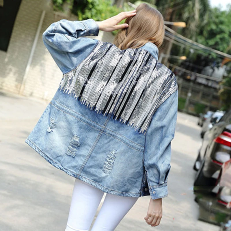 2021 пайетки платье куртка-бомбер джинсовая куртка для женщин модная одежда с