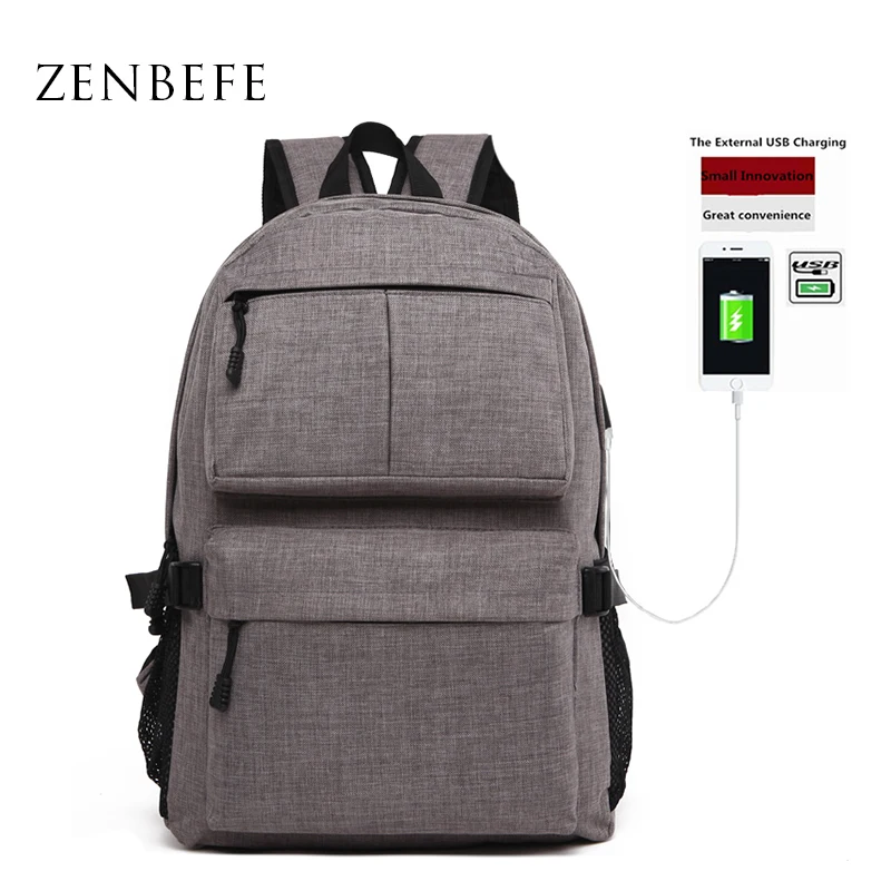 Рюкзак мужской с внешним разъемом микро USB и зарядным устройством|bags for college|men