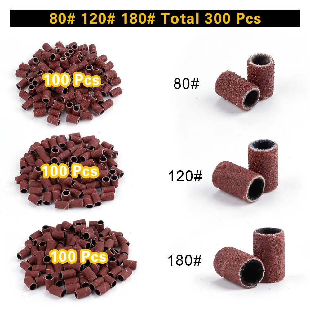 300 pcs 1 набор, мощный профессиональный аппарат для сверления ногтей, маникюрные инструменты, ручка для педикюра, пилочка для ногтей, набор инструментов для ногтей, 6 насадок, фреза - Цвет: 300 pcs