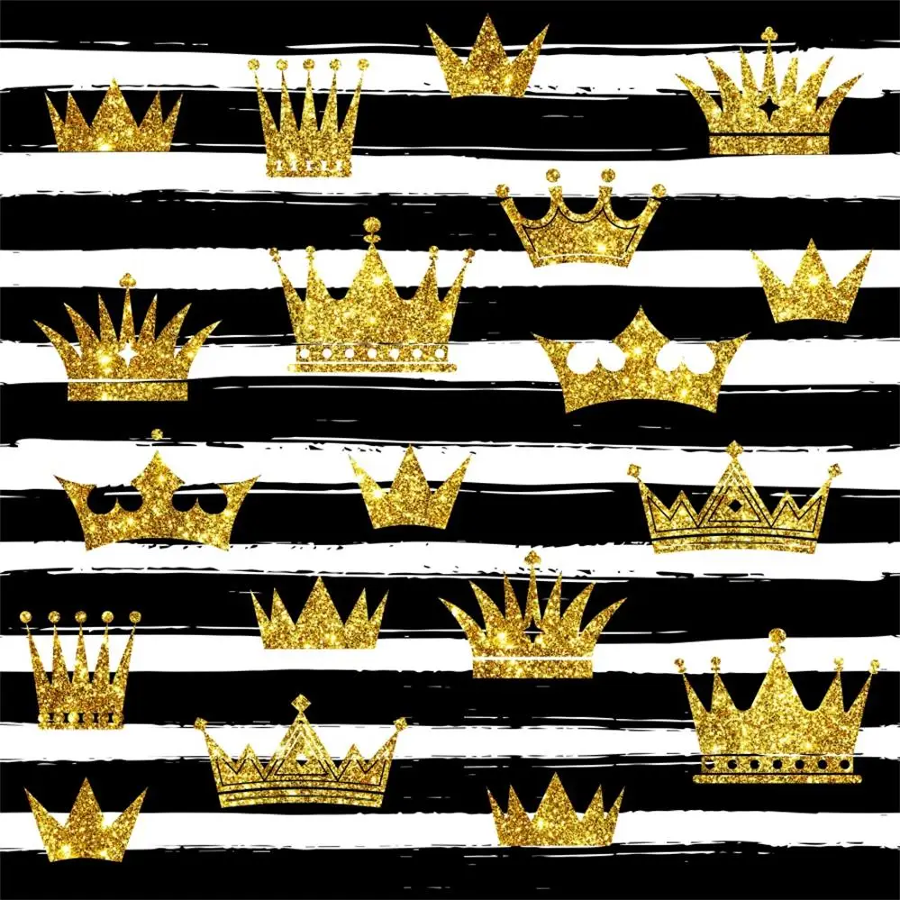 Laeacco фотографические фоны черные белые полосы золотая корона детский день рождения узор фоны для фотостудии камеры включены.