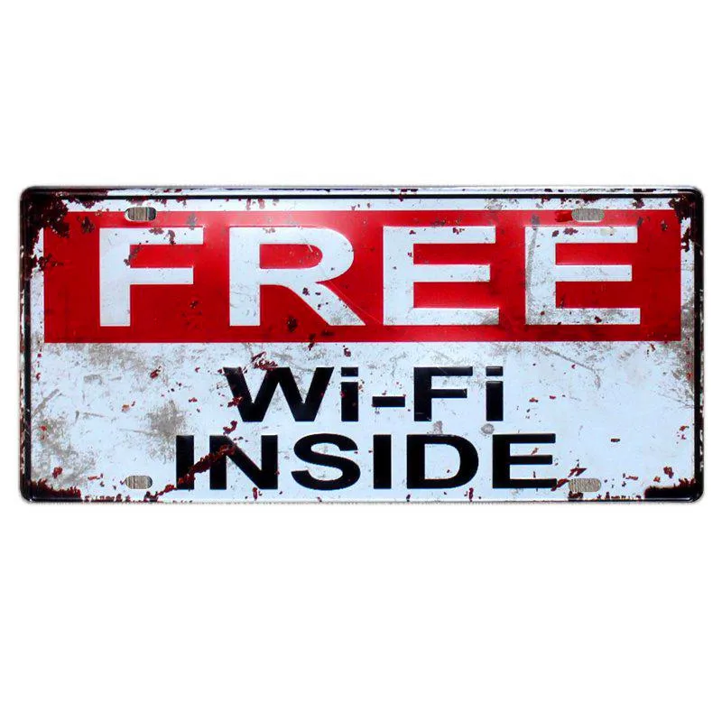 Бесплатная Wi Fi внутри винтажные металлические пластины для автомобиля клуба