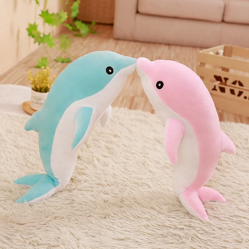 

50-120cm Cute Dolphin Plush Toy large Doll soft Stuffed Down Cotton Animal cushion Nap Pillow Creative Christmas girl kid Gift