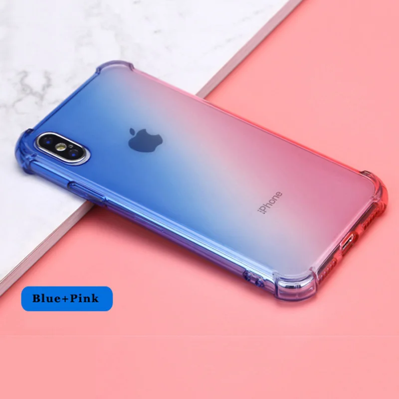 

Wholesale 20pcs/lot Gradient rainbow shockproof silicone case for Iphone X XS max Iphone xr cases phone cover soft back covers