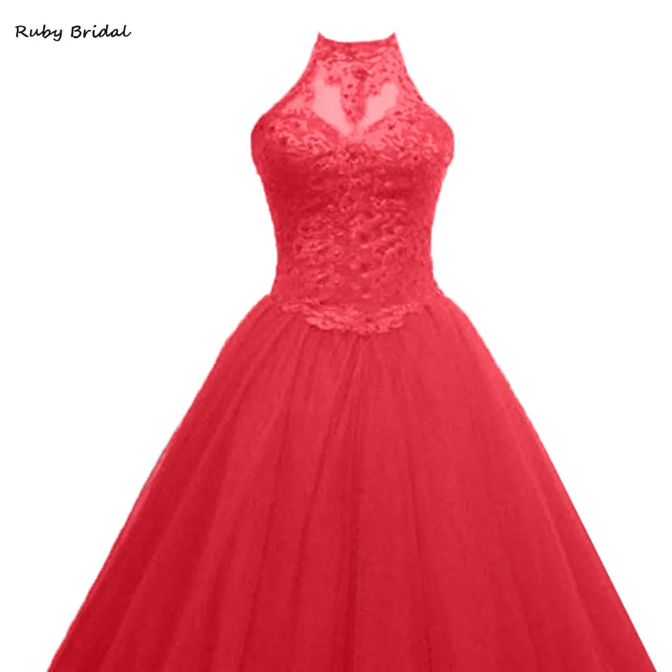 Винтажное бальное платье Ruby Bridal модель 2017 года бальные платья красное Тюлевое с