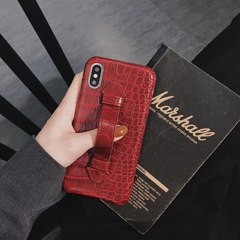 High-end Fashion Leather crocodile Pattern Bracket All-inclusive Phone Case for iphone XS Max XR X 7 8 6 6SPlus Cover |