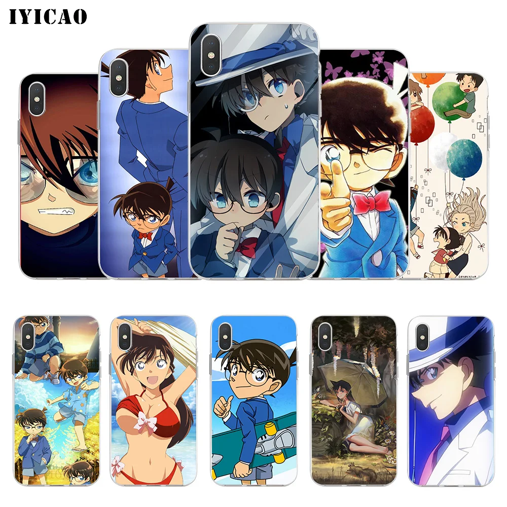 IYICAO аниме Detective Conan Мягкий силиконовый чехол для телефона iPhone X XR XS MAX 6 6s 7 8 Plus 5 5S SE TPU