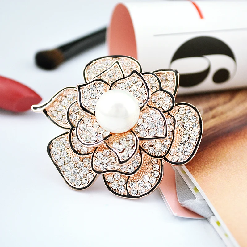 Zhen томоми изысканный цветок розы знак имитация-жемчужина кристалл элегантный