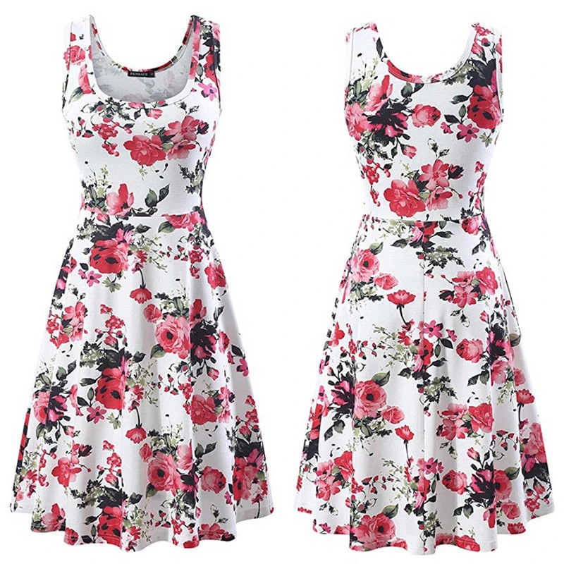 Новое модное женское Летнее цветочное мини платье без рукавов повседневное