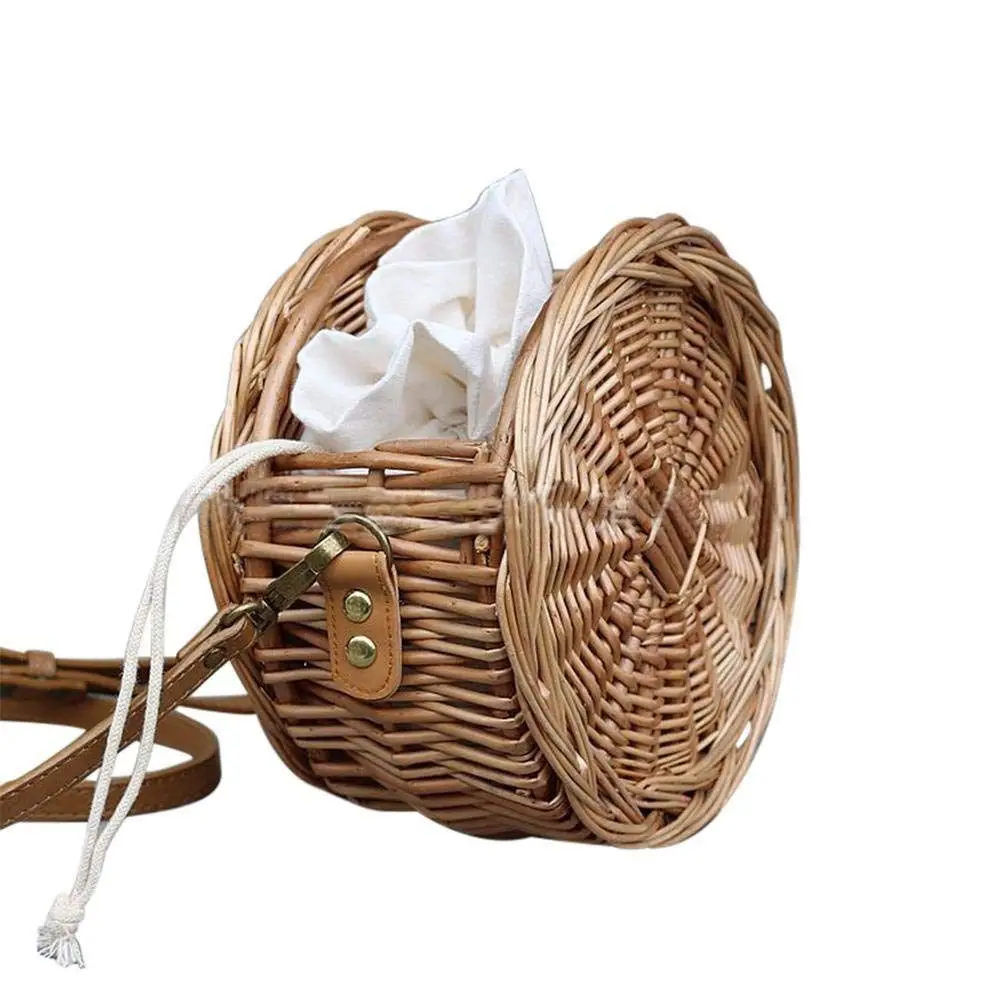 Женская сумка из ротанга TEXU круглая пляжная ручной работы идеальный подарок для