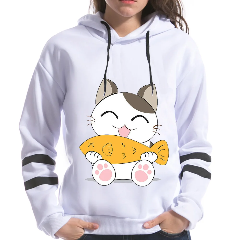 Высокое качество 2017 Весна Новая мода принт с котом женские толстовки Harajuku Printting