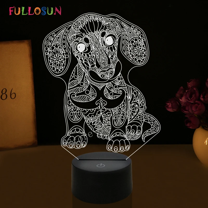 Креативный детский подарок 3D Illuison лампа для собак бультерьер светодиодный ночник креативный декоративный Настольный светильник