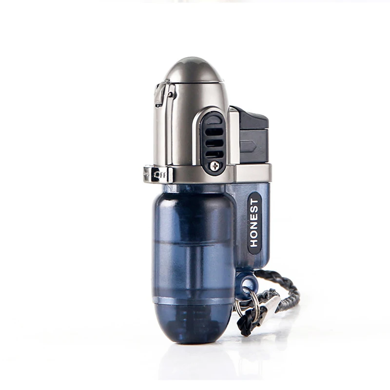 Синий HONEST Mini Jet фонарь Зажигалка надувные ветрозащитные газовые зажигалки с бутаном портативные для мужчин - Цвет: Синий