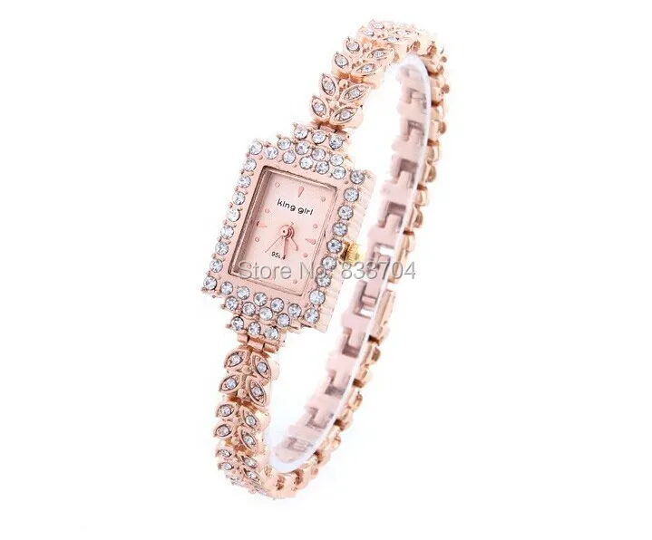 Женские модные часы с бриллиантом аналоговые прямоугольным циферблатом и