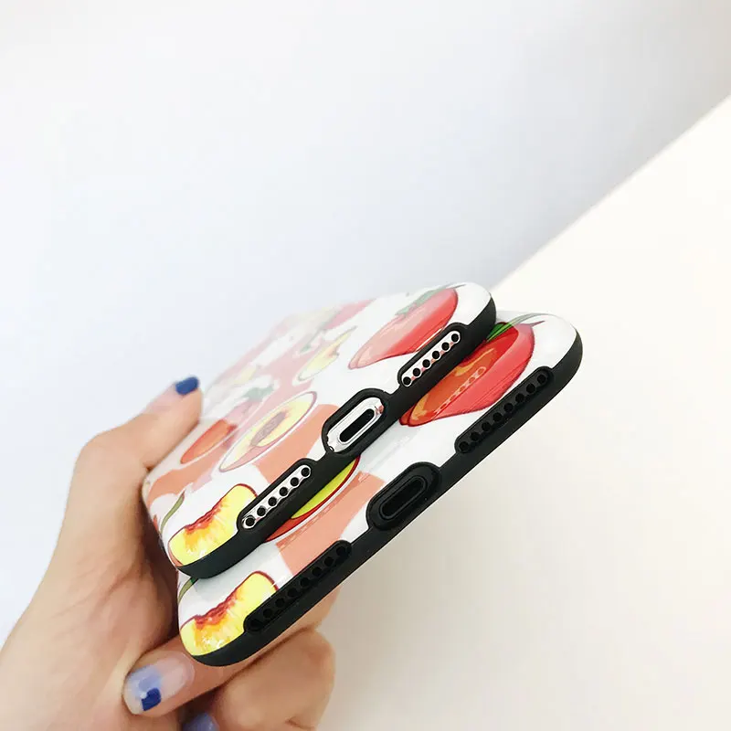 Boucho Cute Cartoon Fruit Peach Phone Case For iphone X 7plus 8plus Cases 6 6s 7 8 plus Soft Silicone Cover capa |