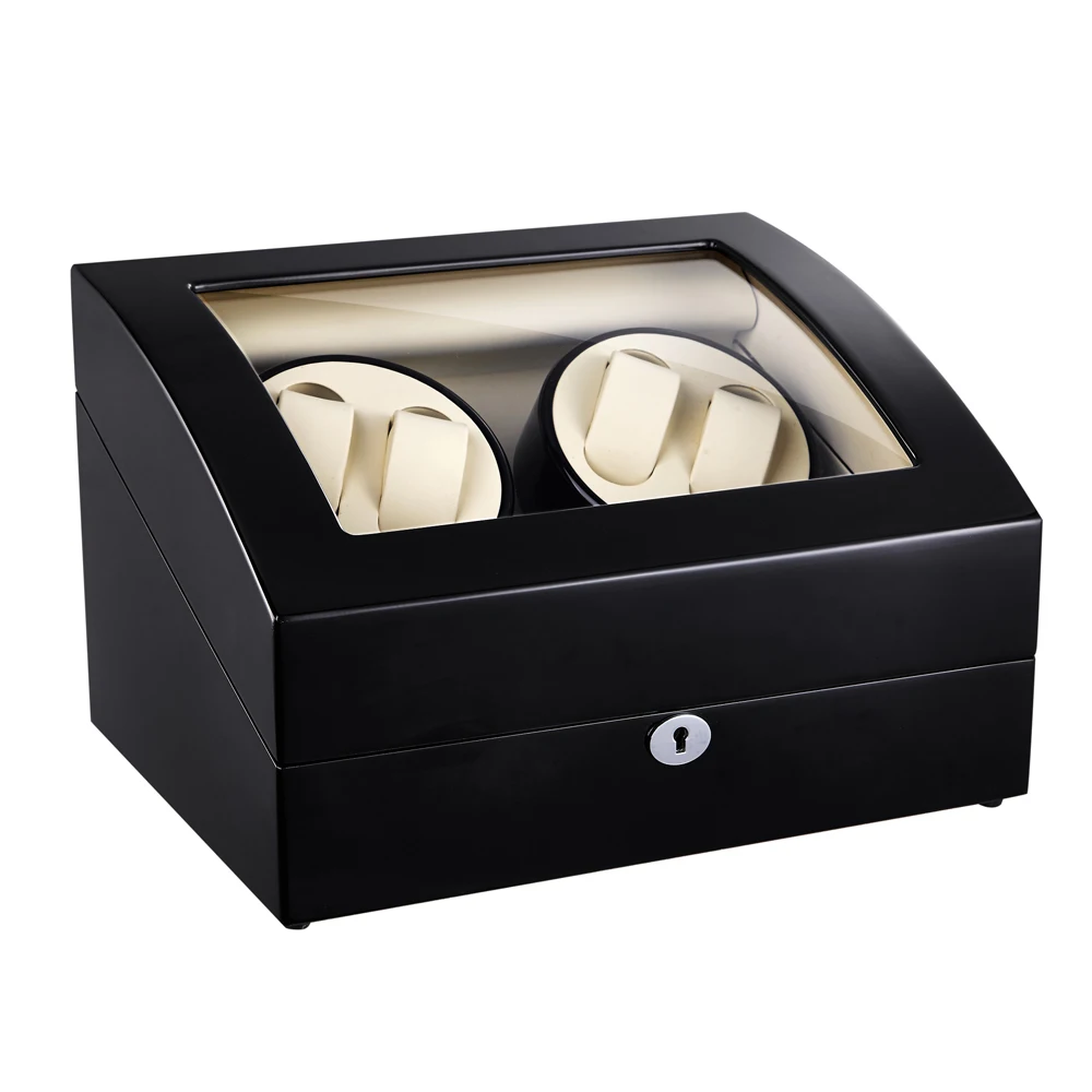 

Watch Winder ,LT Wooden Automatic Rotation 4+6 Watch Winder Storage Case Display Box (Outside is black and inside is white)