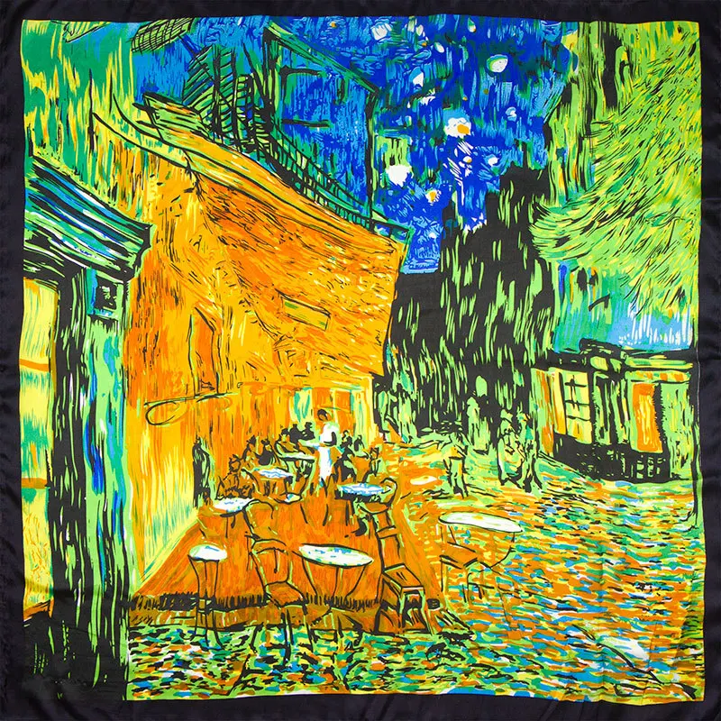 

100% Silk Scarf Women Scarf Cafe Headscarf Scarf Silk Big Bandana 2019 Hijab Print Middle Square Silk Scarf Wrap Hot Lady Gift