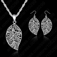 classic jewelry best genuine 925 sterling silver jewelry sets leaves earring hook and leaf pendant necklaces18 singapore chain