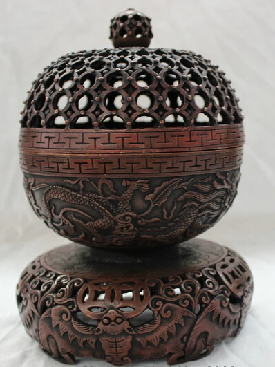 xiuli 003447 8&quot Tibet Bronze Buddhism FengShui Dragon Coin BAT Statue Incense Burner Censer | Дом и сад