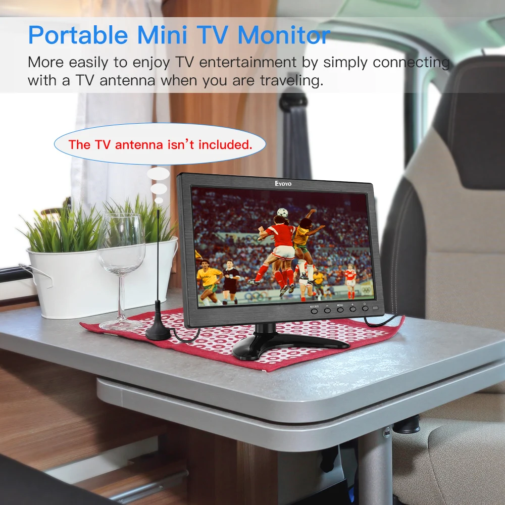 Eyoyo EM10V 10 дюймов маленький экран телевизора 1024x600 ЖК-экран ТВ/HDMI/VGA/AV/USB вход для DVD PC