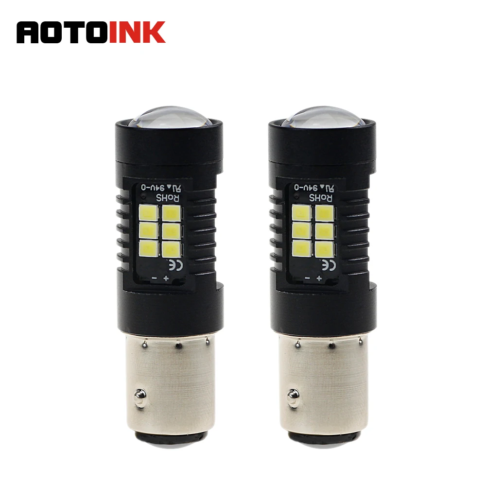 AOTOINK 2шт P21W светодиодный 1156 BA15S 1200LM Автомобильный фонарь 1157 bay15d Авто DRL SMD Стоп