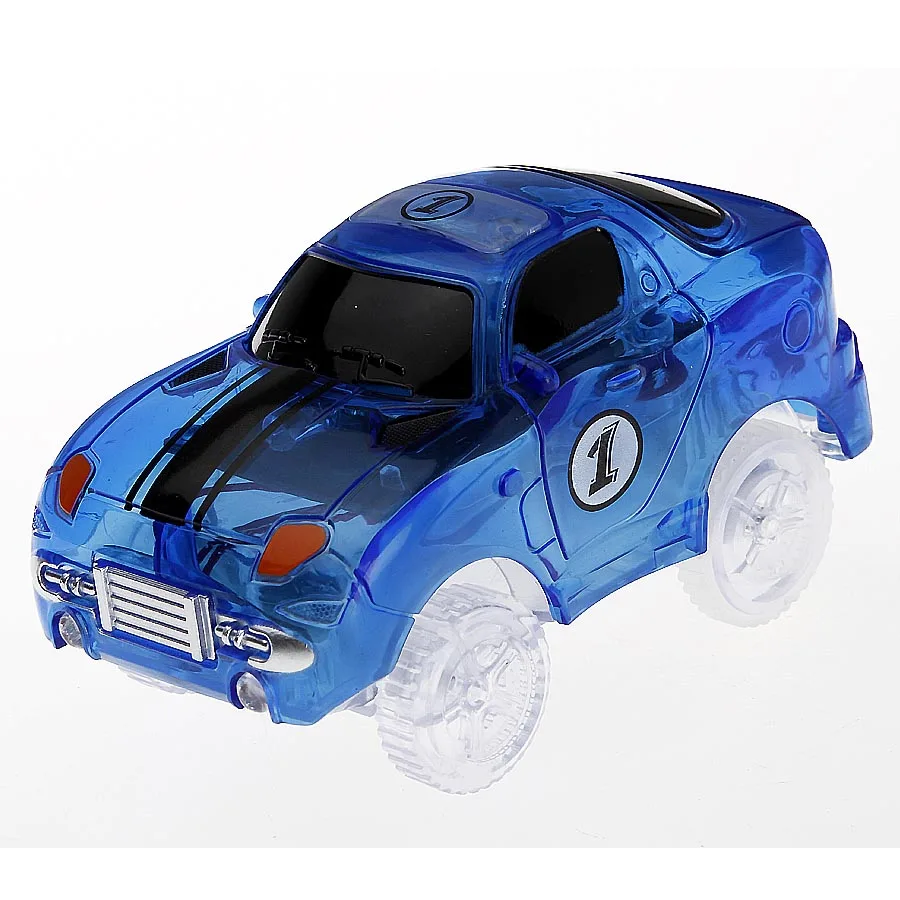 1PC led blue car Создайте дорожный игрушечный волшебный гибкий гоночный автомобиль трек Набор аксессуаров и светодиодный гоночный автомобиль светится в темноте гоночный трек Обучающий игровой набор - Цвет: 1PC led blue car