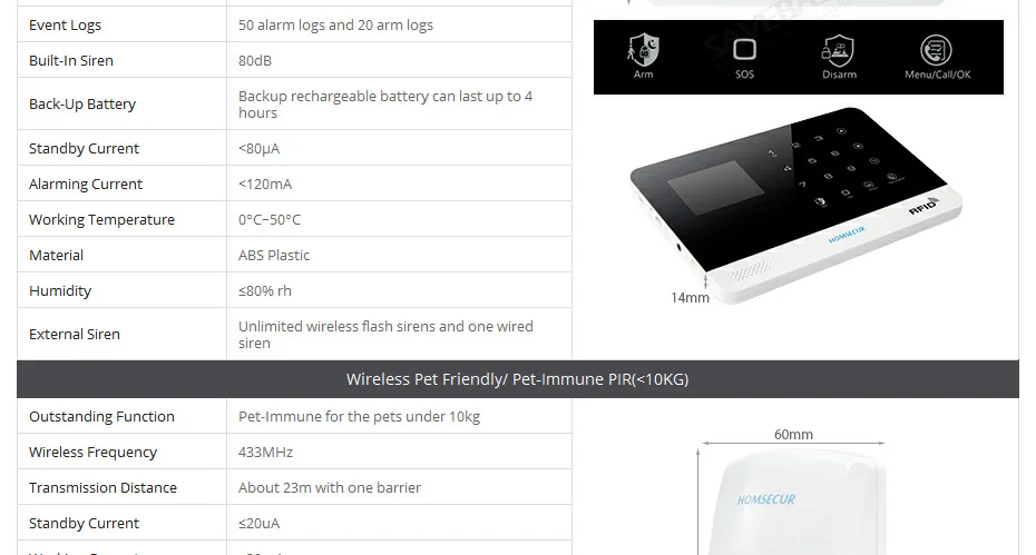 Homsecur беспроводный ЖК-дисплей 2G wifi охранная система охранной сигнализации с IOS/Android APP(EN/DE/ES/RU/FR/PL/PT/IT меню регулируемый