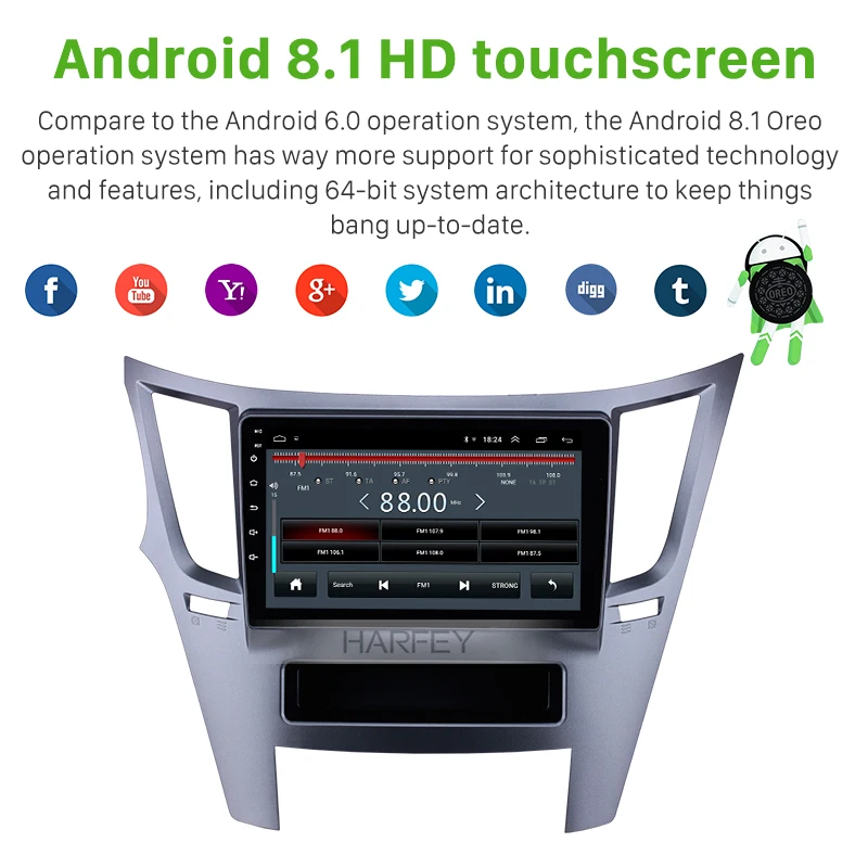 Harfey 9 &quotАвтомобильный GPS стерео Android 2010 для Subaru Outback 2016 с USB WIFI Bluetooth Поддержка TPMS DVR