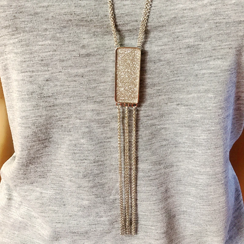 Длинная кисточка блестящая подвеска Двойная Цепочка Ожерелье Модные ювелирные
